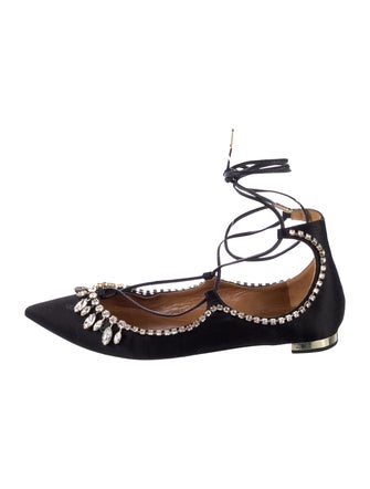 Aquazzura Velvet Crystal Embellishments Flats