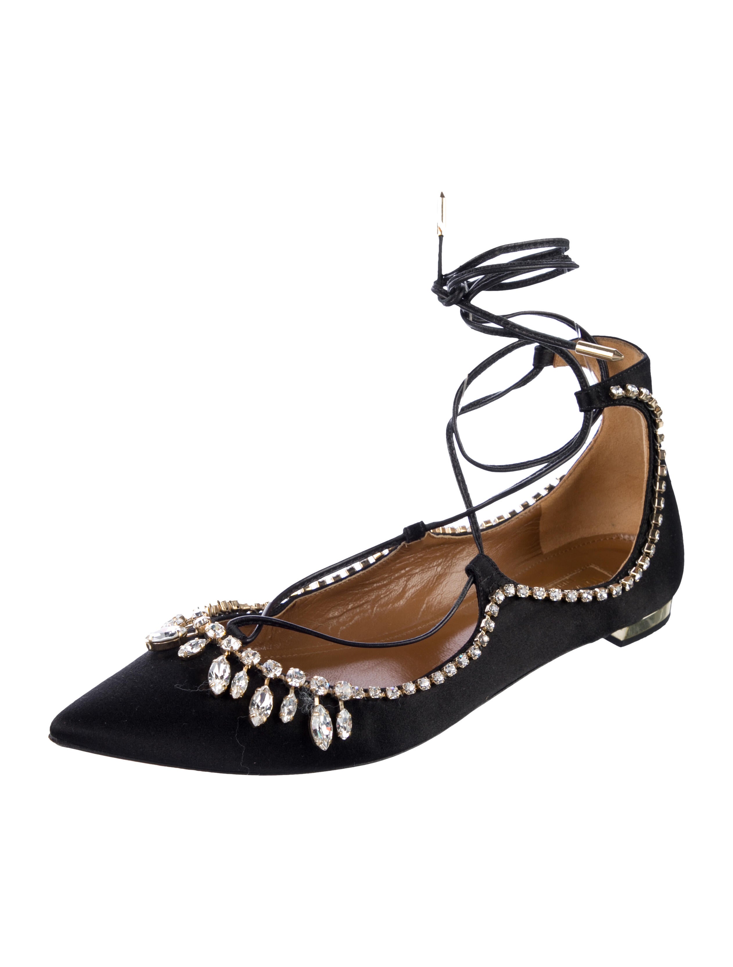Aquazzura Velvet Crystal Embellishments Flats