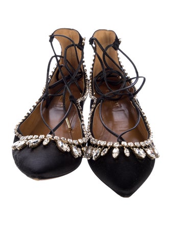 Aquazzura Velvet Crystal Embellishments Flats