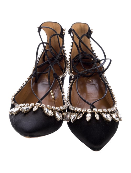 Aquazzura Velvet Crystal Embellishments Flats