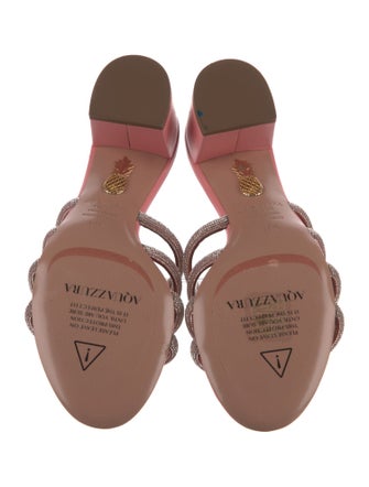 Aquazzura Leather Crystal Embellishments Slides