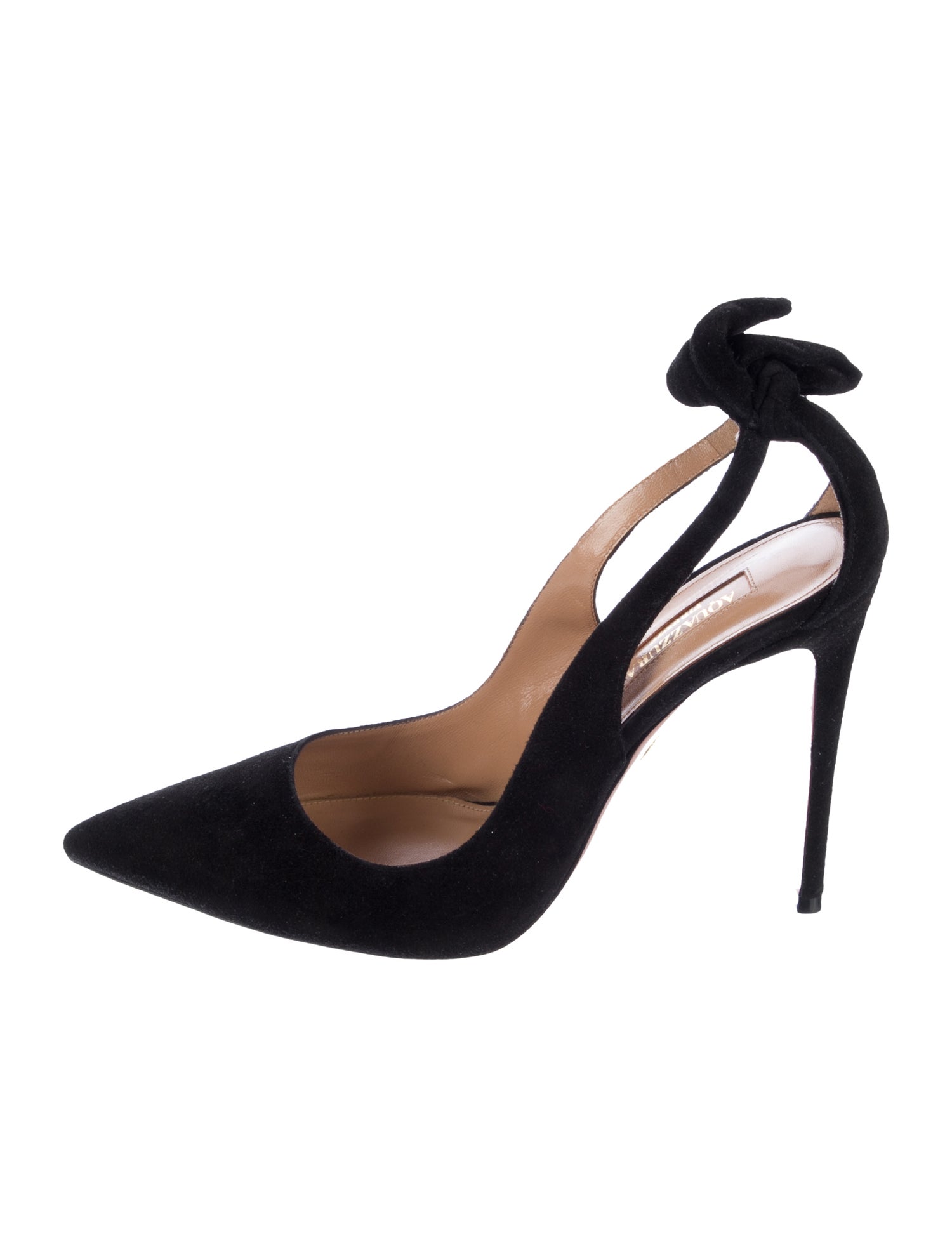 Aquazzura Suede Bow Accents Slingback Pumps