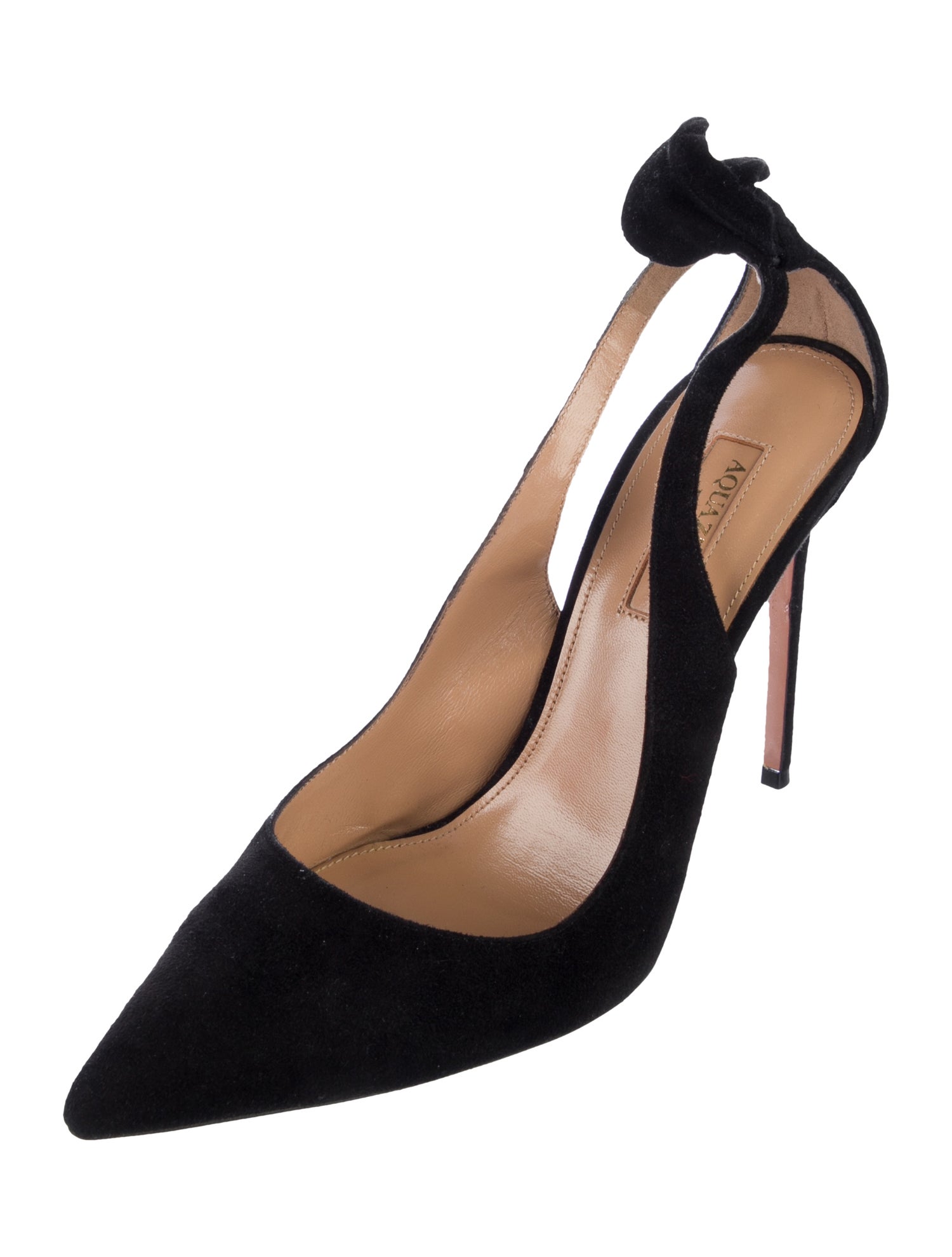 Aquazzura Suede Bow Accents Slingback Pumps