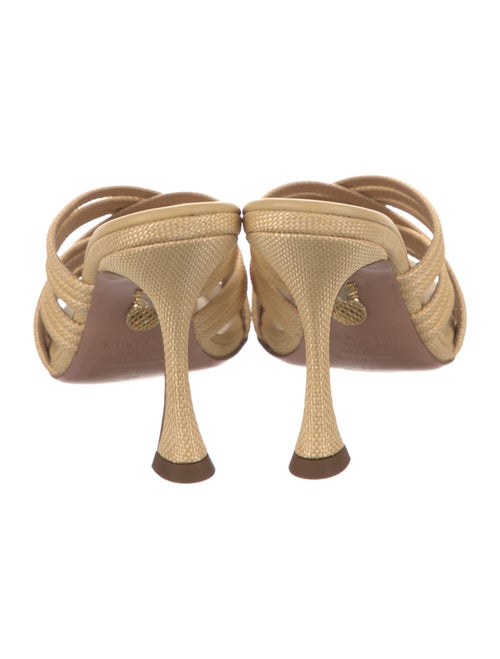 Aquazzura Raffia Leather Trim Embellishment Slides