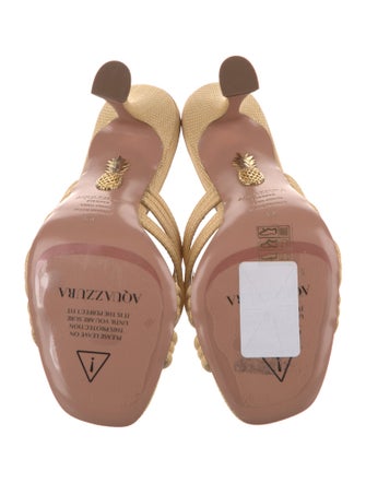 Aquazzura Raffia Leather Trim Embellishment Slides