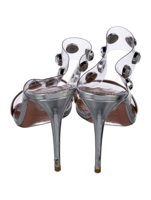 Aquazzura Leather Crystal Embellishments Slides