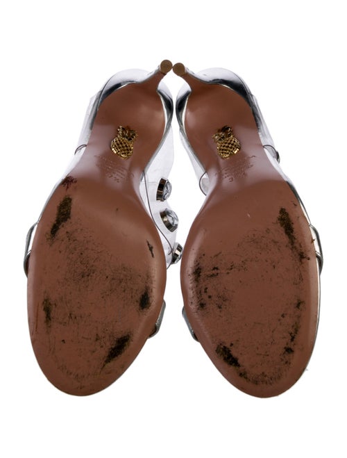 Aquazzura Leather Crystal Embellishments Slides