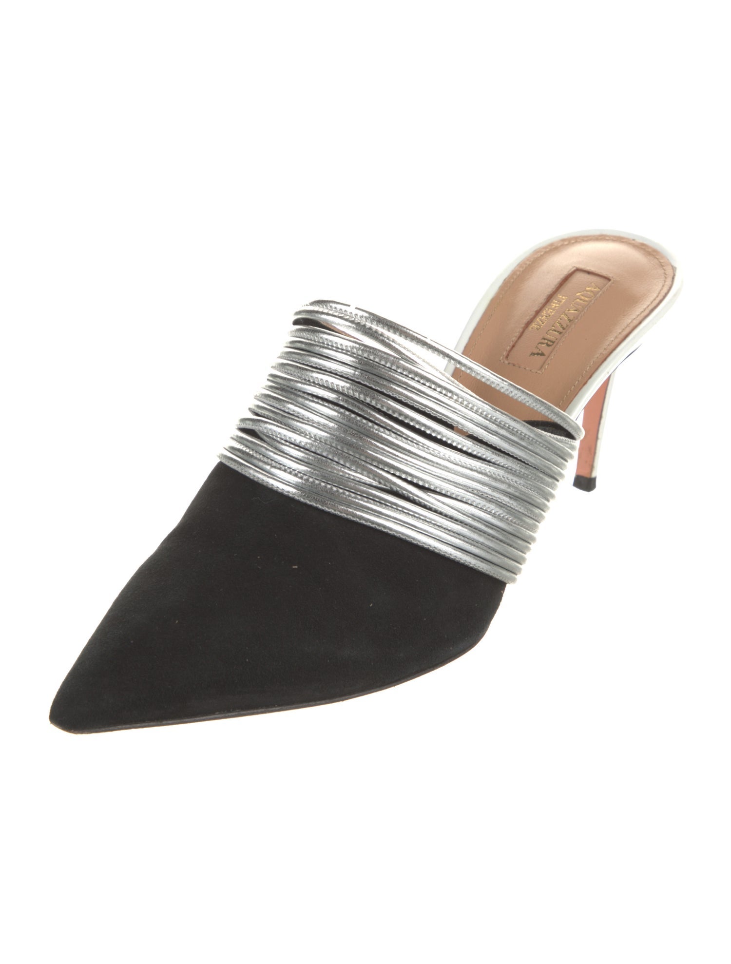 Aquazzura Suede Printed Mules