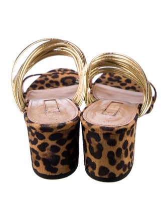 Aquazzura Suede Animal Print Slides