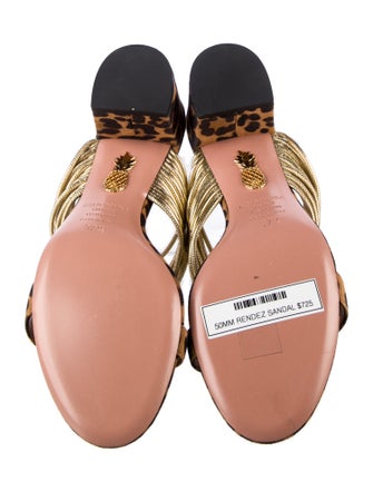 Aquazzura Suede Animal Print Slides