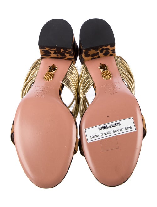 Aquazzura Suede Animal Print Slides