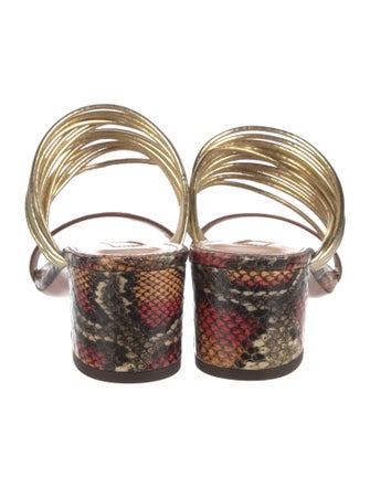 Aquazzura Leather Animal Print Slides