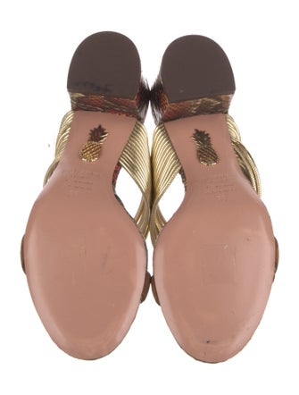 Aquazzura Leather Animal Print Slides