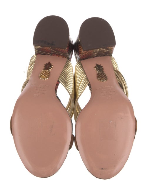 Aquazzura Leather Animal Print Slides