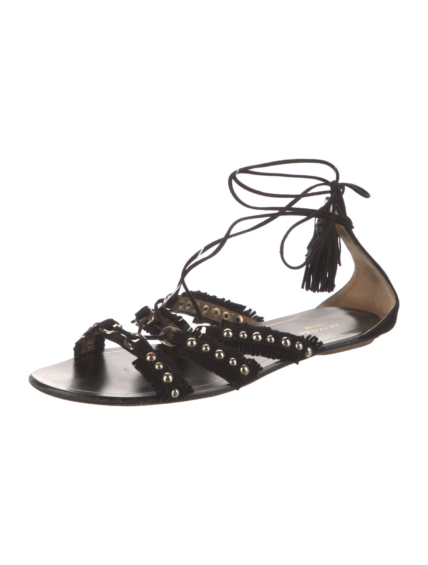 Aquazzura Suede Tassel Accents Gladiator Sandals