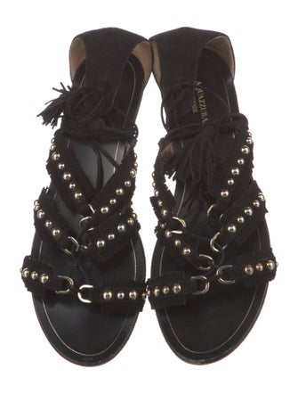 Aquazzura Suede Tassel Accents Gladiator Sandals