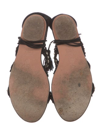 Aquazzura Suede Tassel Accents Gladiator Sandals