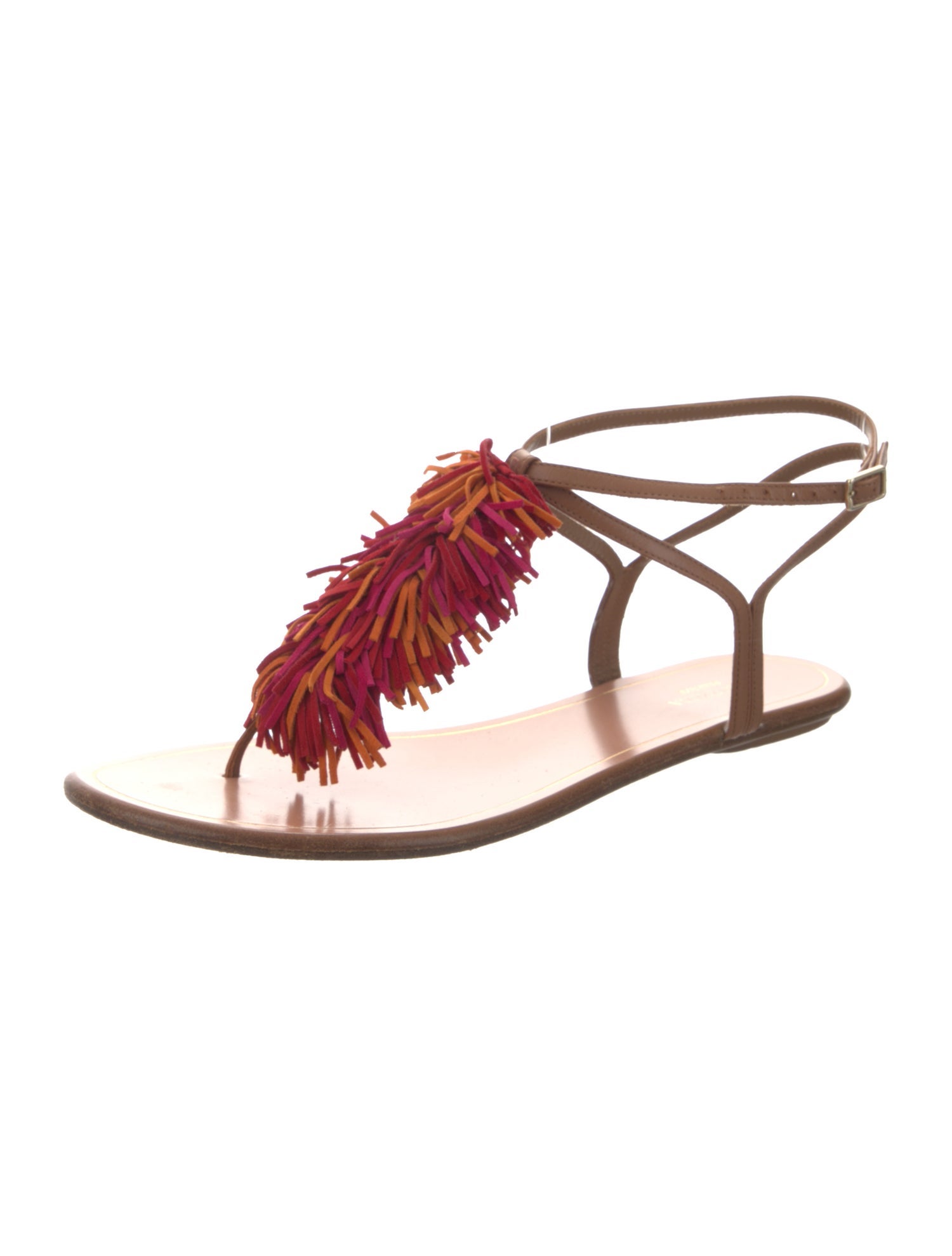 Aquazzura Leather Fringe Trim Accent Sandals