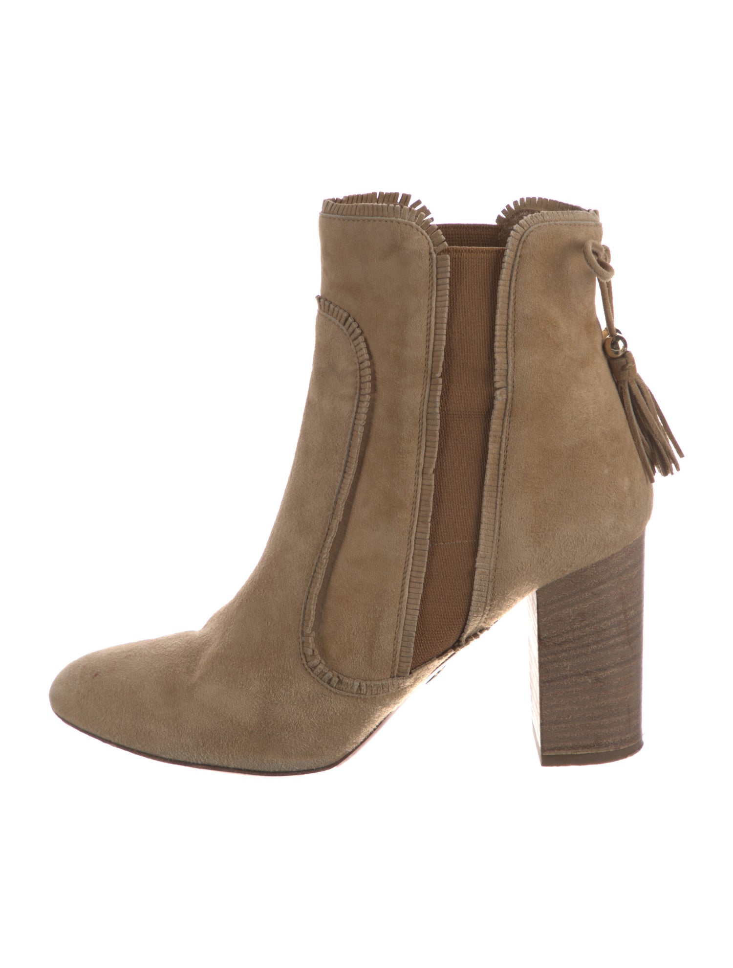Aquazzura Suede Tassel Accents Chelsea Boots