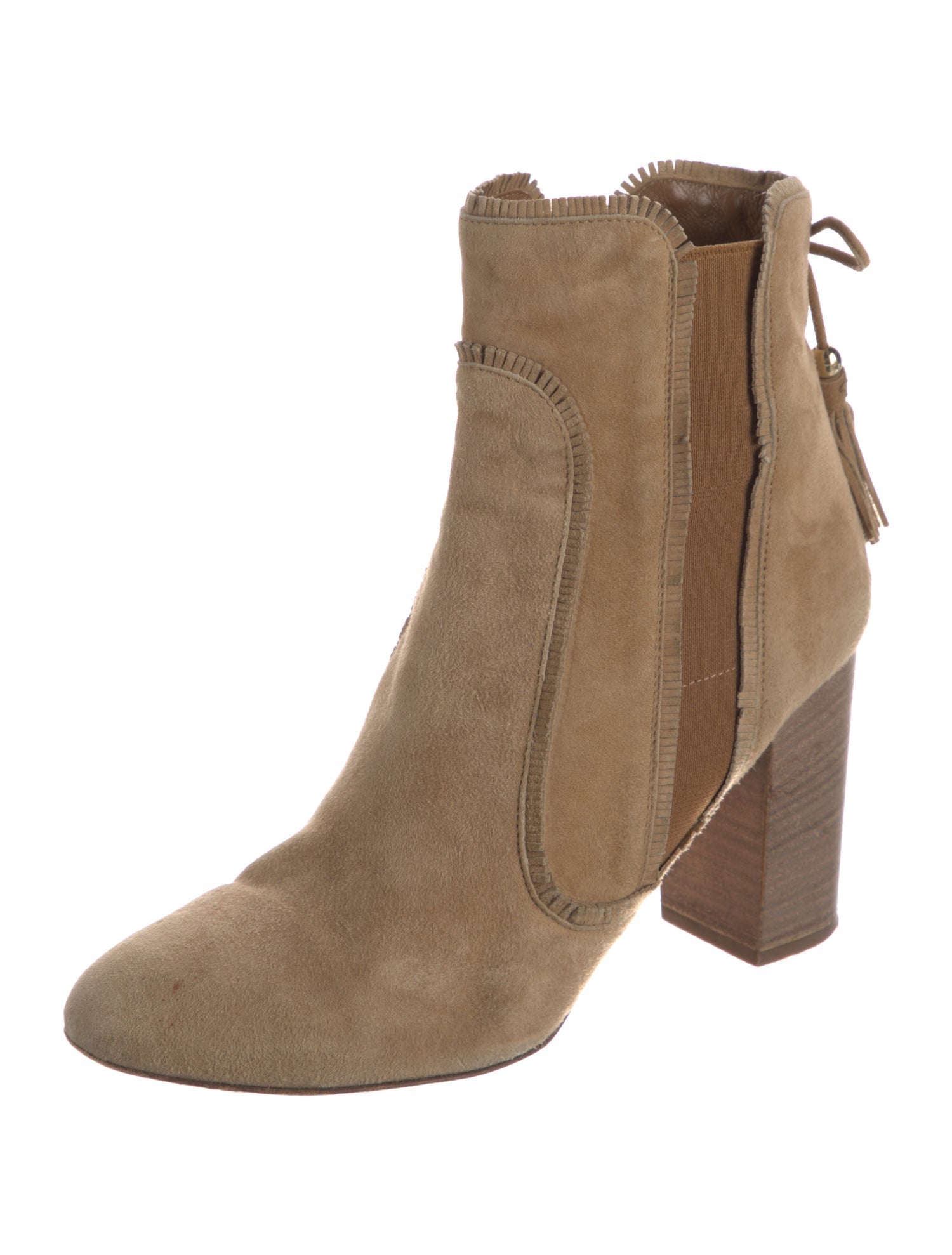 Aquazzura Suede Tassel Accents Chelsea Boots