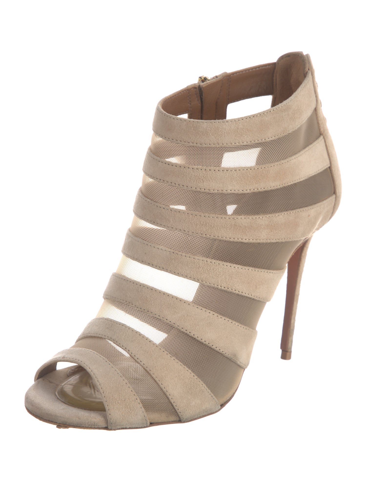 Aquazzura Suede Mesh Accents Pumps