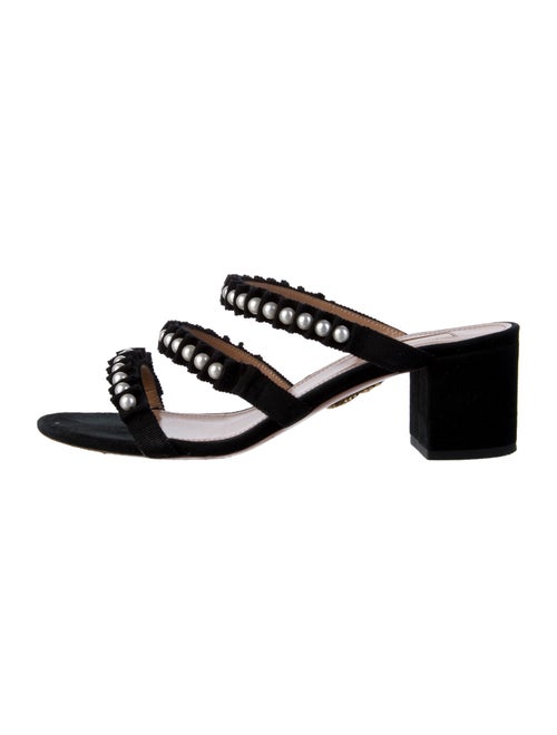 Aquazzura Suede Grosgrain Trim Slides
