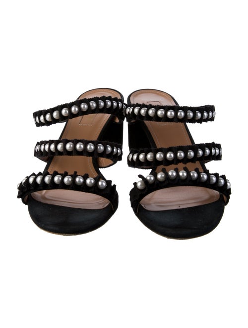 Aquazzura Suede Grosgrain Trim Slides