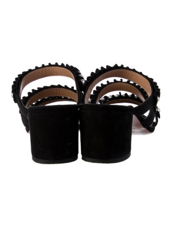 Aquazzura Suede Grosgrain Trim Slides