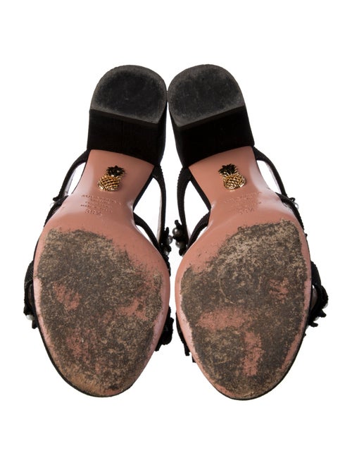 Aquazzura Suede Grosgrain Trim Slides