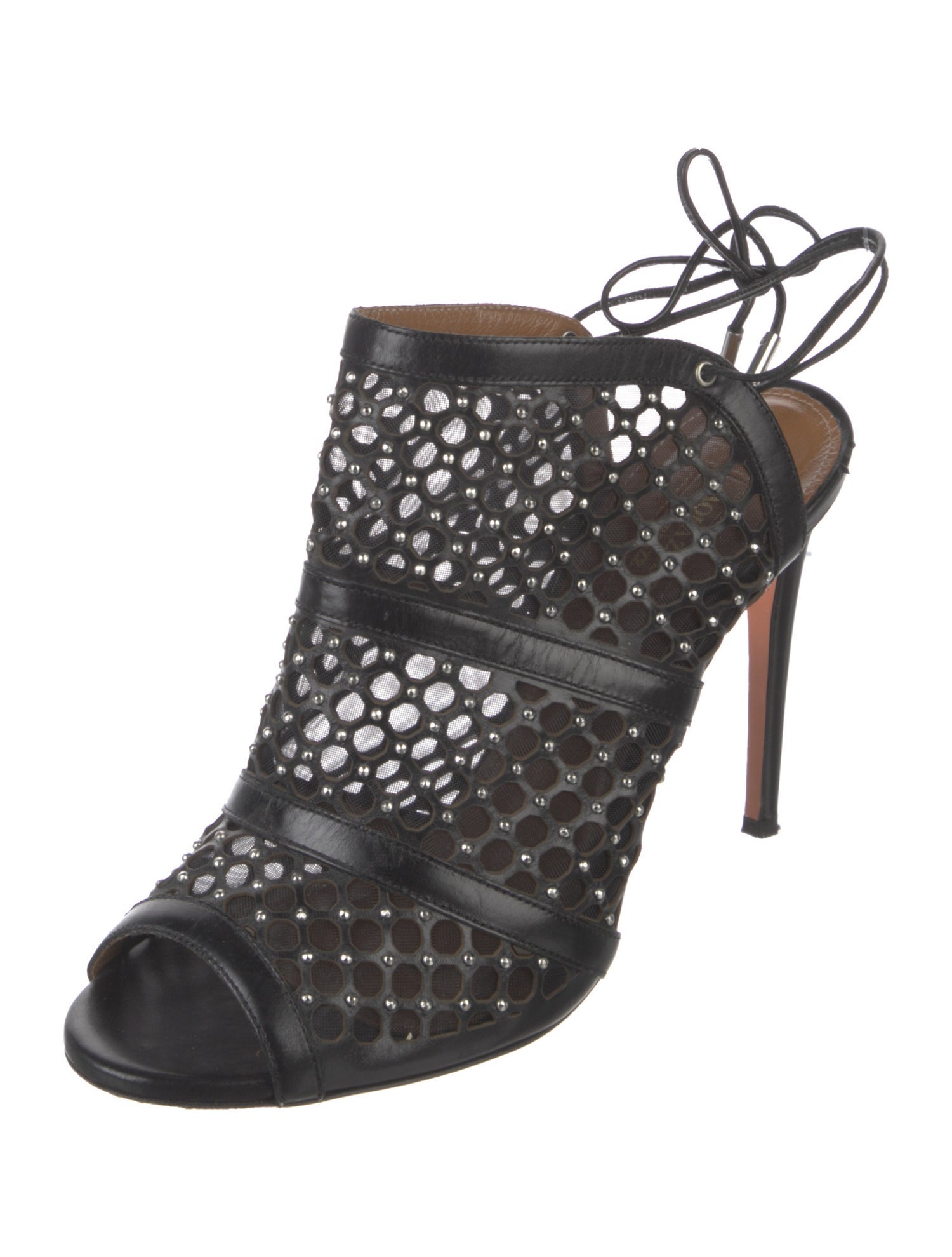 Aquazzura Leather Mesh Accents Sandals