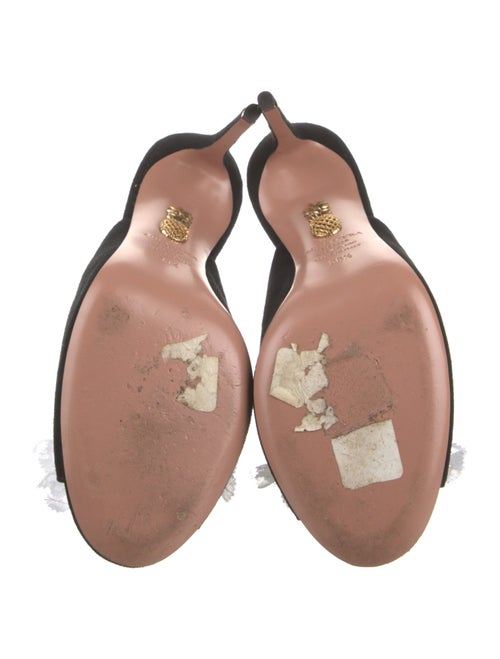 Aquazzura Suede Ruffle Embellishment Slides