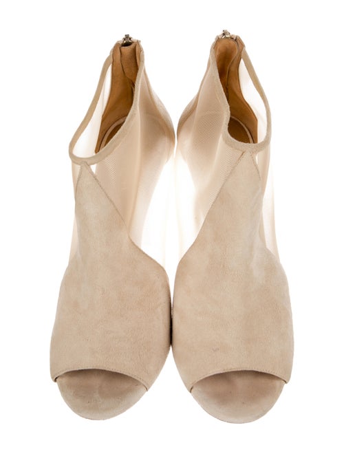 Aquazzura Suede Mesh Accents T-Strap Sandals