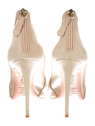 Aquazzura Suede Mesh Accents T-Strap Sandals