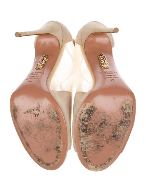 Aquazzura Suede Mesh Accents T-Strap Sandals