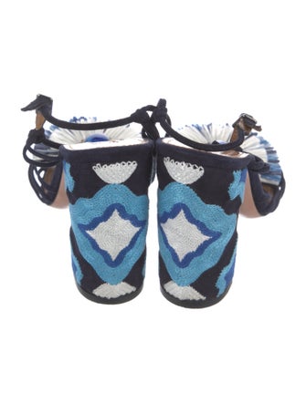 Aquazzura Suede Patterned T-Strap Sandals