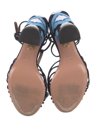 Aquazzura Suede Patterned T-Strap Sandals