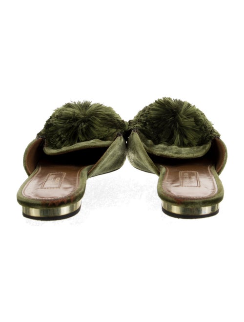 Aquazzura Velvet Pom-Pom Embellishments Mules