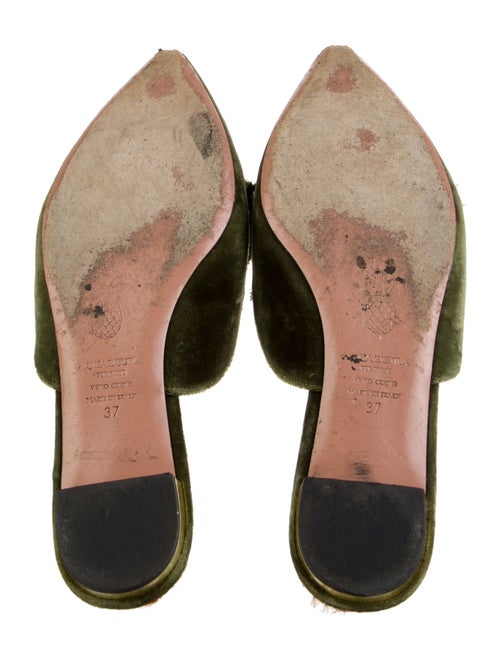 Aquazzura Velvet Pom-Pom Embellishments Mules