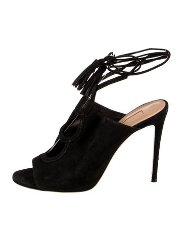 Aquazzura Sandals Suede Tassel Accents IT 37.5 | 7.5