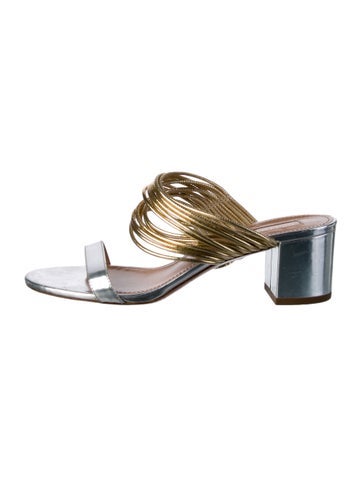 Aquazzura Sandals Patent Leather Slides IT 37.5 | 7.5