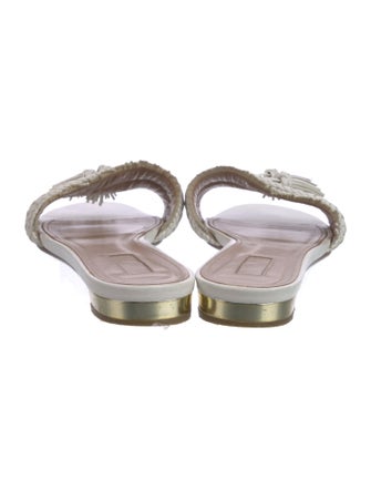 Aquazzura Leather Tassel Accents Slides
