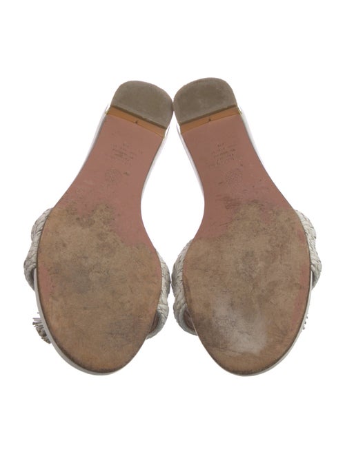 Aquazzura Leather Tassel Accents Slides