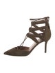 Aquazzura Suede Cutout Accent T-Strap Pumps