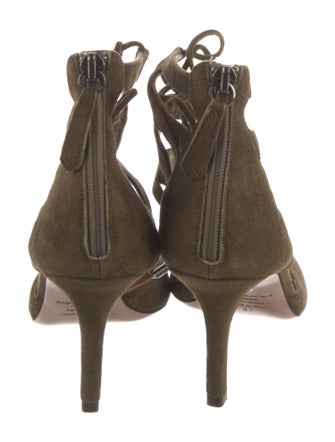 Aquazzura Suede Cutout Accent T-Strap Pumps