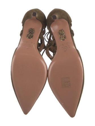 Aquazzura Suede Cutout Accent T-Strap Pumps