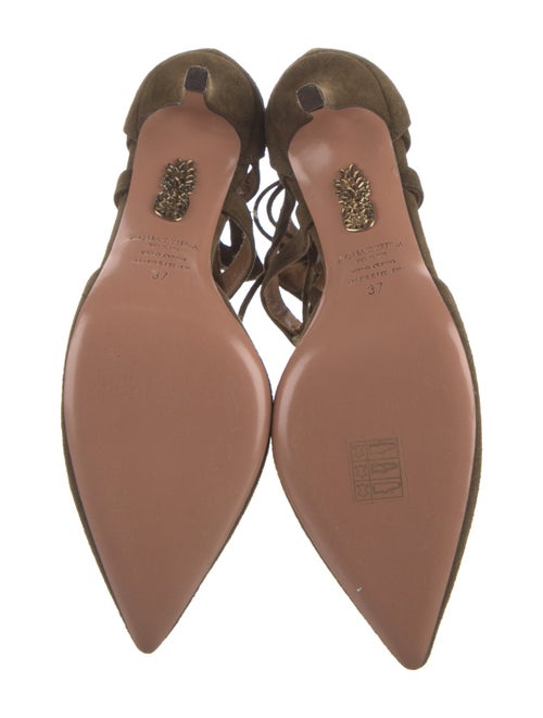 Aquazzura Suede Cutout Accent T-Strap Pumps