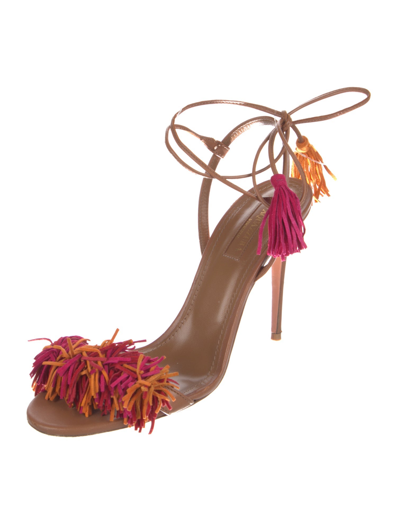 Aquazzura Suede Tassel Accents Sandals