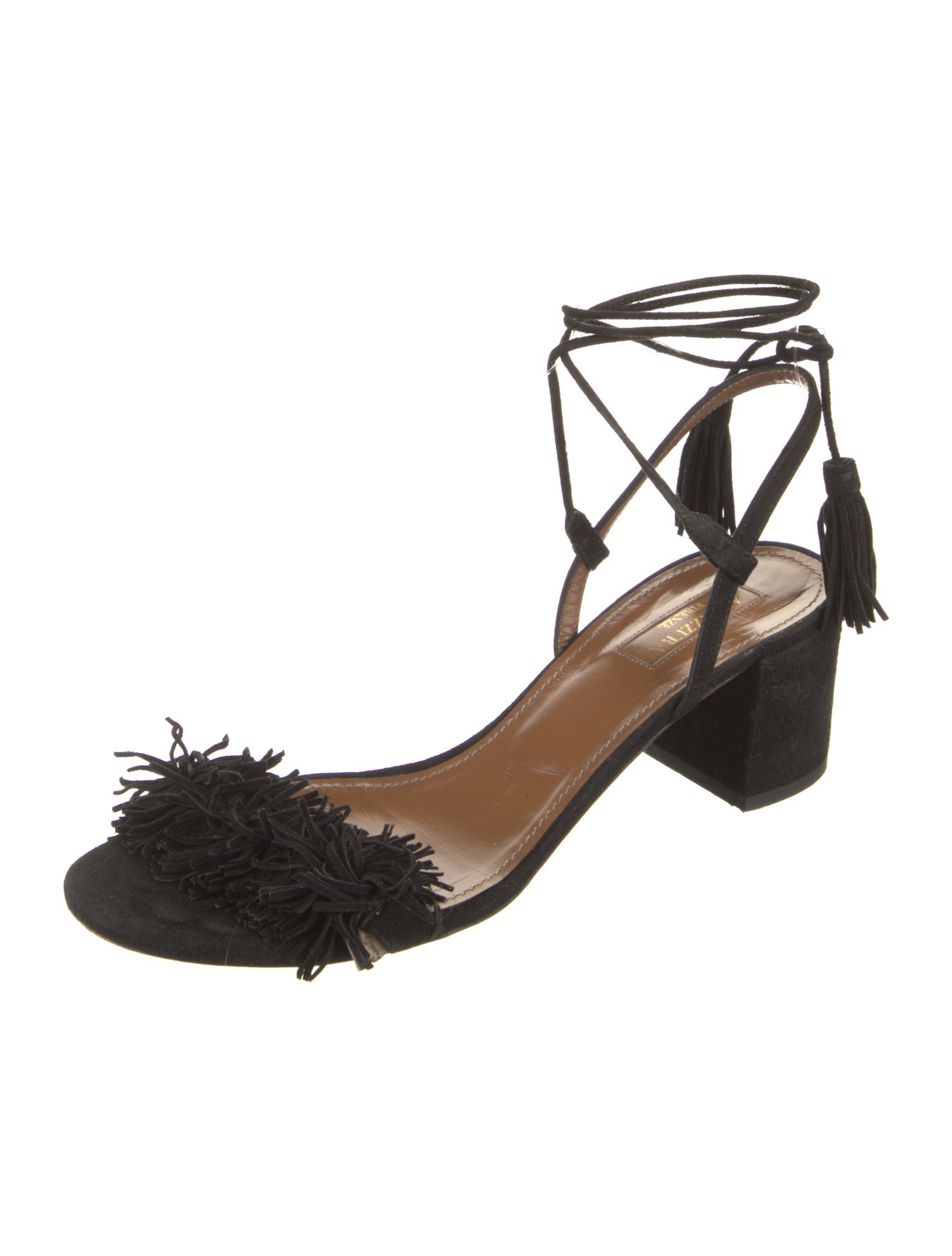 Aquazzura Suede Tassel Accents Sandals