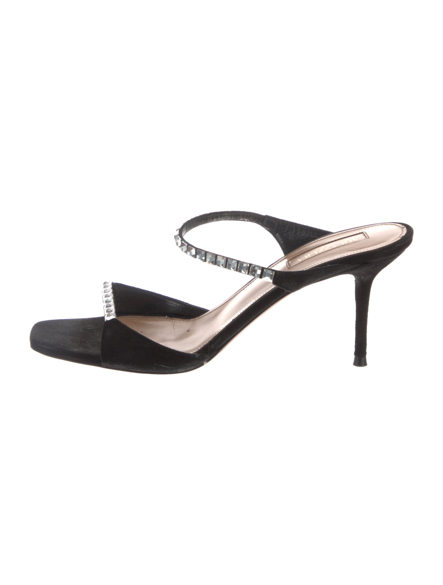 Aquazzura Suede Crystal Embellishments Slides