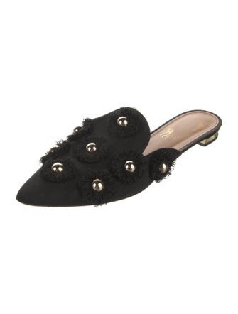 Aquazzura Canvas Studded Accents Mules